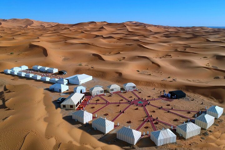 Merzouga Luxury AC/ Heating Camp: Camel Ride, Dinner & breakfast