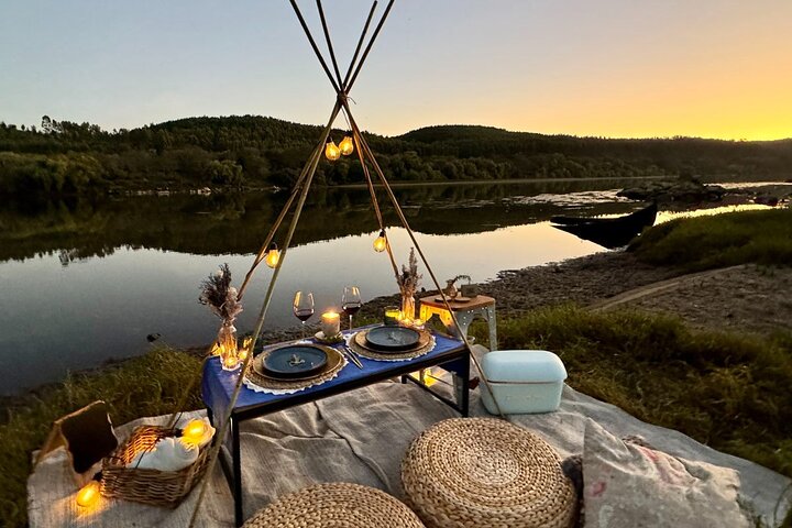 Boho Chic Picnic Dinner with Water Views
