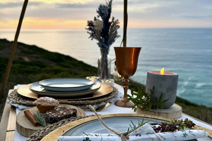 Boho Chic Picnic Dinner with Water Views