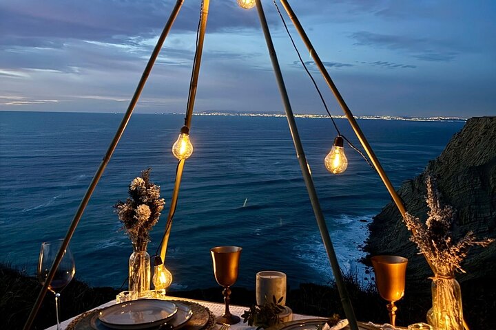 Boho Chic Picnic Dinner with Water Views