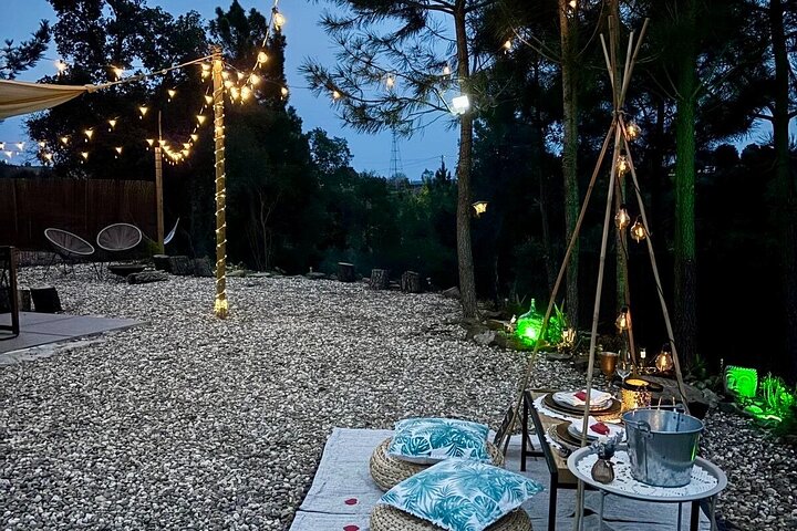 Boho Chic Picnic Dinner with Water Views