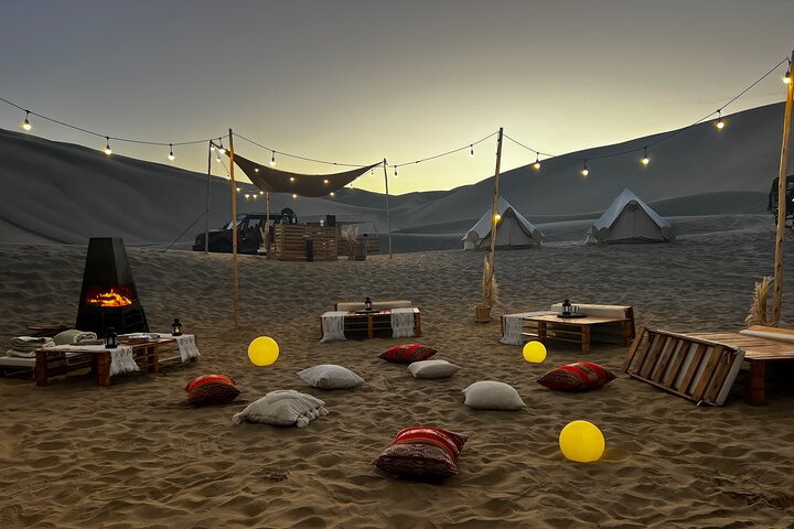 Luxury Desert Glamping in Huacachina with Buggy & Sandboarding