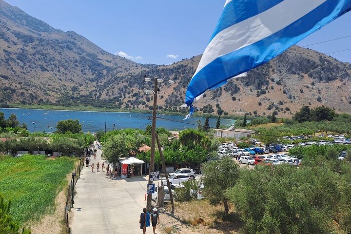 Kournas Lake Argiroupolis and olive oil factory from Rethymno