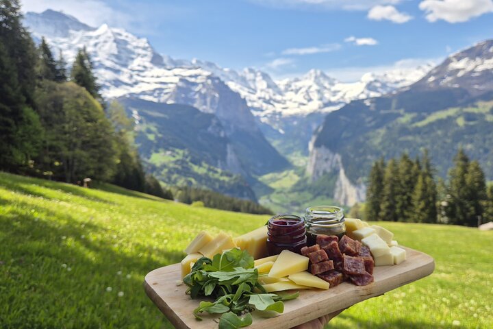Cheese and chocolate on mountain summit