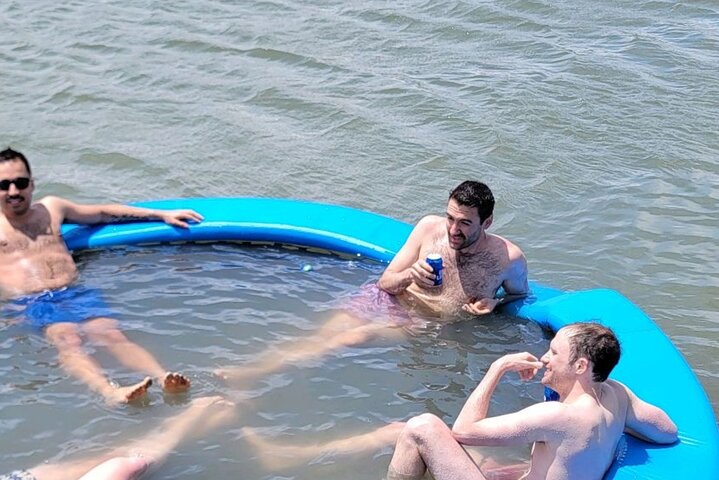 Private Tiki Boat Beach from Tybee Island Swim and Chill