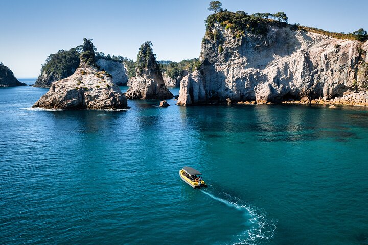 2 Hour Cathedral Cove and Volcanic Coast Cruise with Shade Canopy