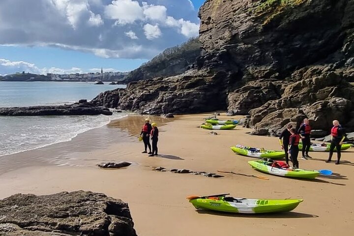 Guided kayaking trip exploring the secrets of the Tenby coastline