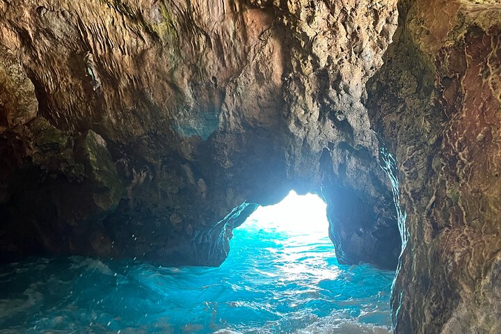 Dhermi Boat Tour to Grama Bay Blue Gem Cave and Swim Snorkeling
