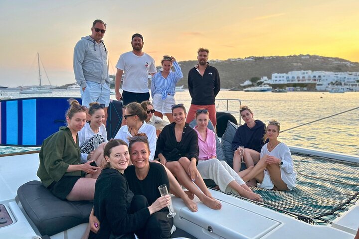 Mykonos Catamaran Sunset Cruise with Meal, Drinks & Transfer