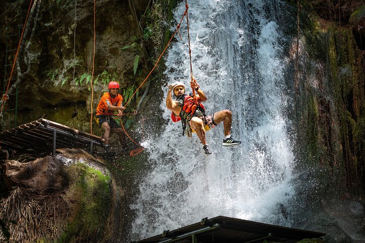 Guachipelin Waterfall Canyoning rappel- rock climbing + lunch
