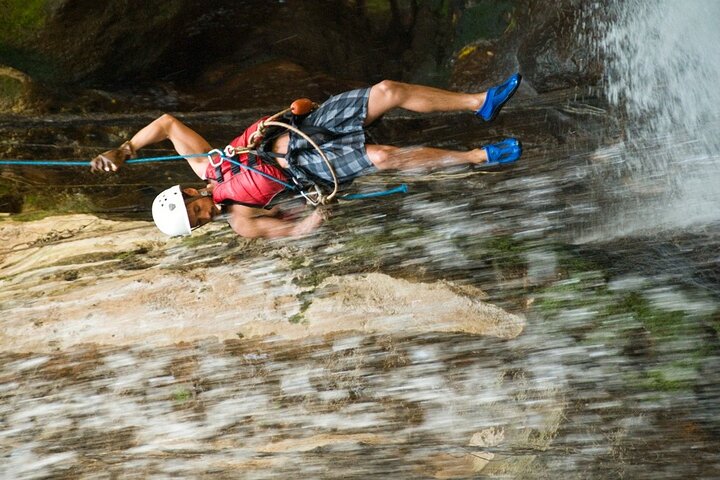 Guachipelin Waterfall Canyoning rappel- rock climbing + lunch