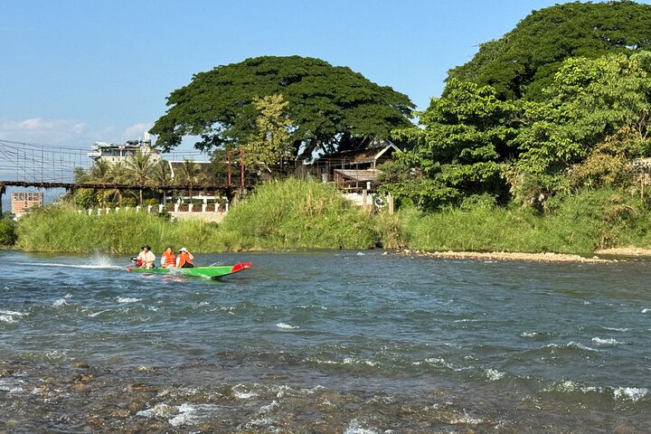 Vang Vieng:Zipline, Cave Tube, Trek,Longtail Boat, lagoon 2