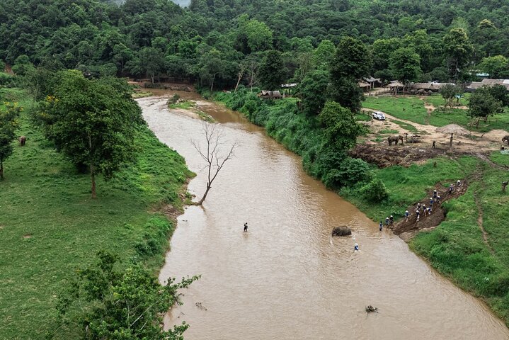 Chiang Mai Elephant Sanctuary, Bamboo Rafting and Waterfall Tour