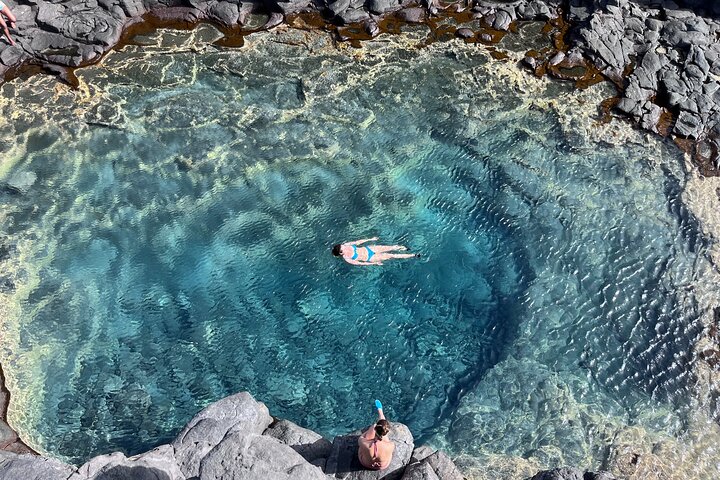 Black Sand Beach & Natural Pool – Scenic Adventure