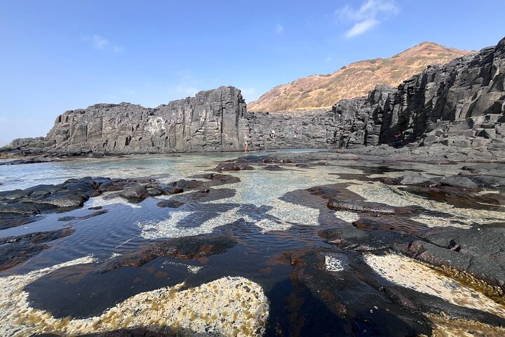 Black Sand Beach & Natural Pool – Scenic Adventure