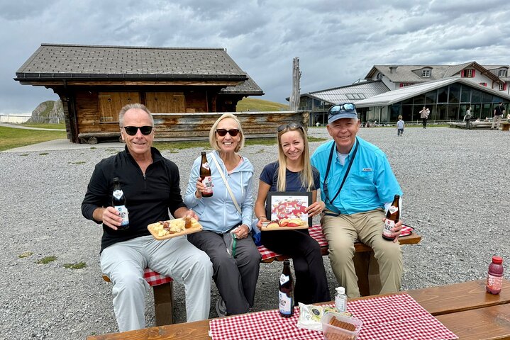 Cheese and chocolate on mountain summit
