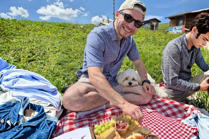 Cheese and chocolate on mountain summit