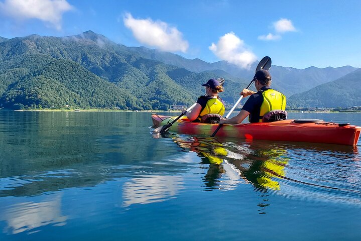 Coffee on a Kayak with Mt. Fuji - Early Morning