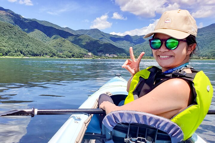 Coffee on a Kayak with Mt. Fuji - Early Morning