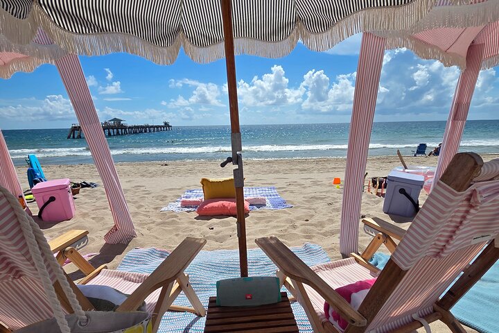 Beach Chair Rental Service with Cabana and JBL Speaker and more
