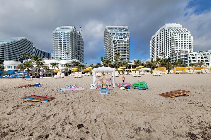 Beach Chair Rental Service with Cabana and JBL Speaker and more