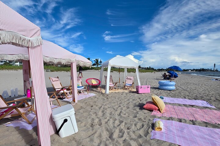 Beach Chair Rental Service with Cabana and JBL Speaker and more