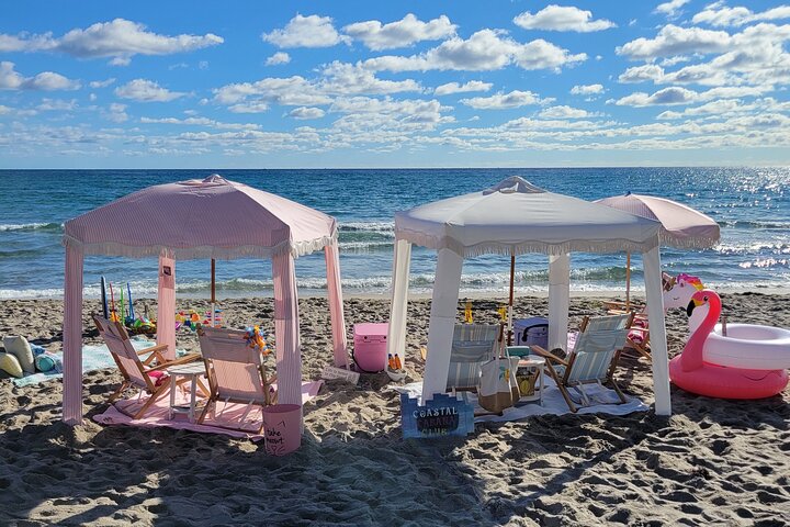 Beach Chair Rental Service with Cabana and JBL Speaker and more