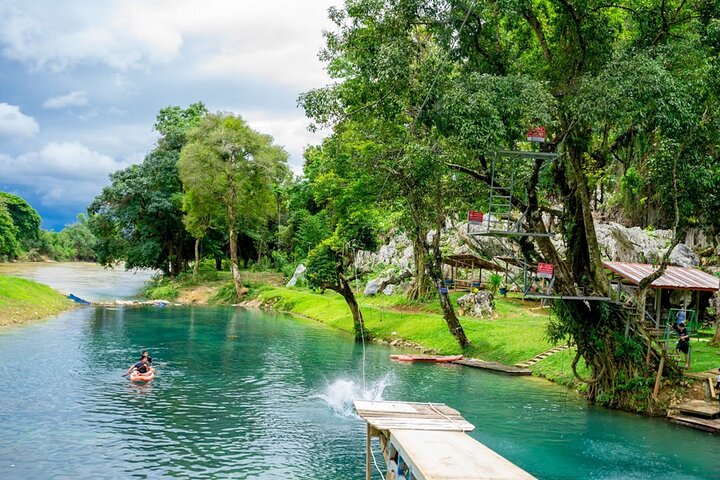 Vang Vieng:Zipline, Cave Tube, Trek,Longtail Boat, lagoon 2