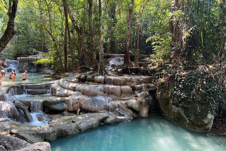Kanchanaburi Erawan Waterfall and Train Along Death Railway Tour