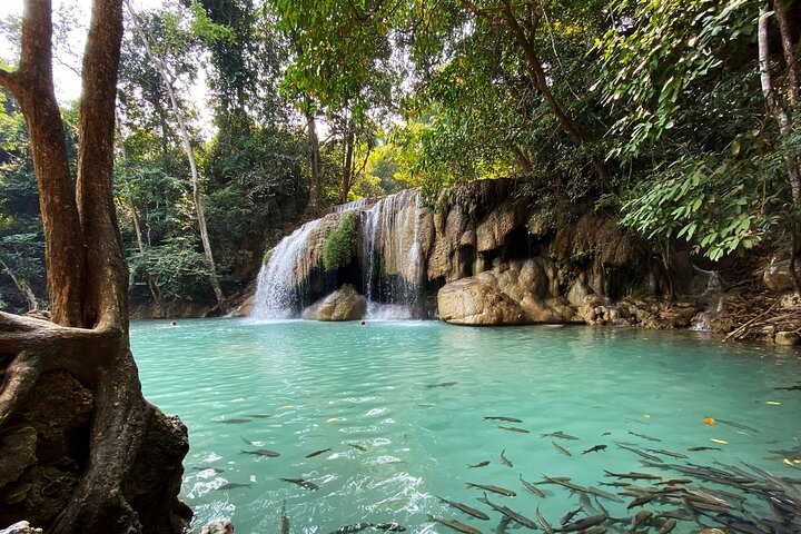 Kanchanaburi Erawan Waterfall and Train Along Death Railway Tour