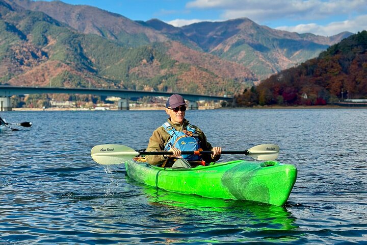 Coffee on a Kayak with Mt. Fuji - Early Morning