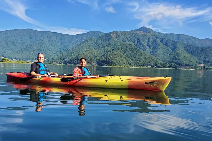 Coffee on a Kayak with Mt. Fuji - Early Morning