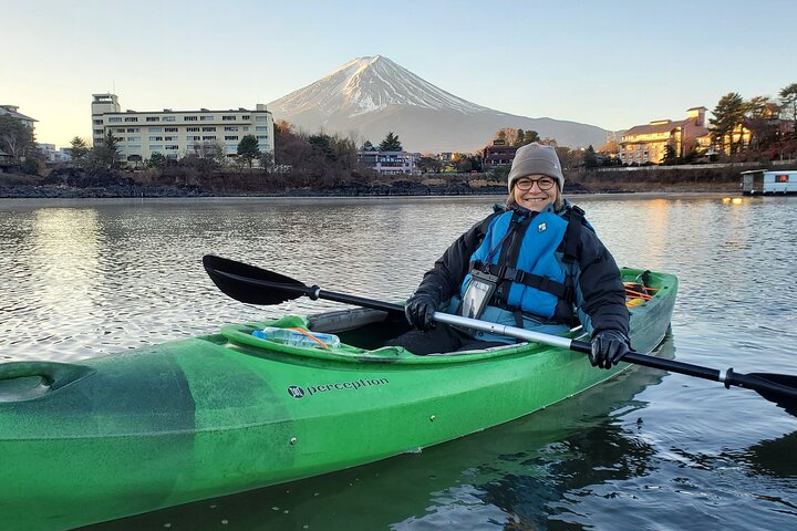 Coffee on a Kayak with Mt. Fuji - Early Morning