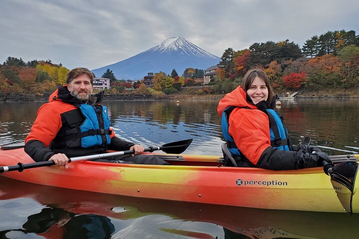 Coffee on a Kayak with Mt. Fuji - Early Morning
