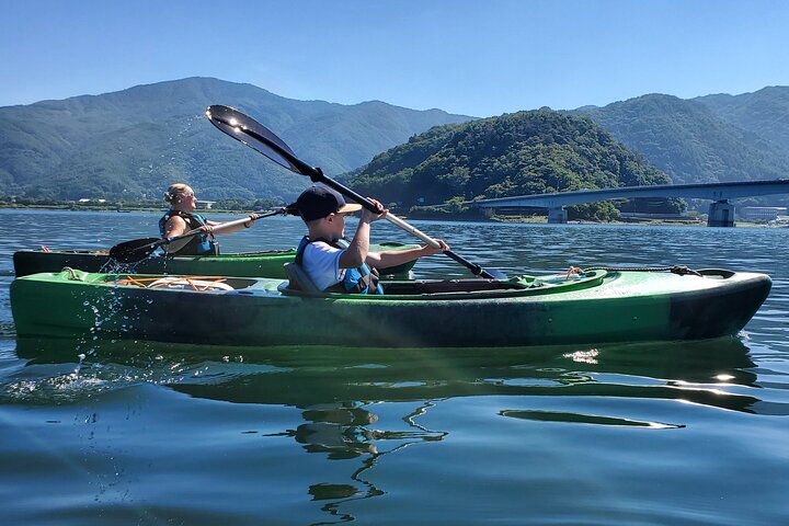 Coffee on a Kayak with Mt. Fuji - Early Morning