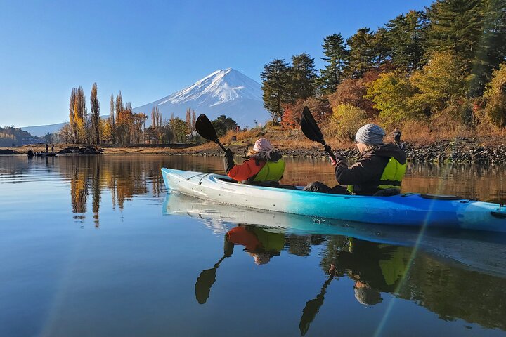 Coffee on a Kayak with Mt. Fuji - Early Morning