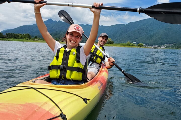 Coffee on a Kayak with Mt. Fuji - Early Morning