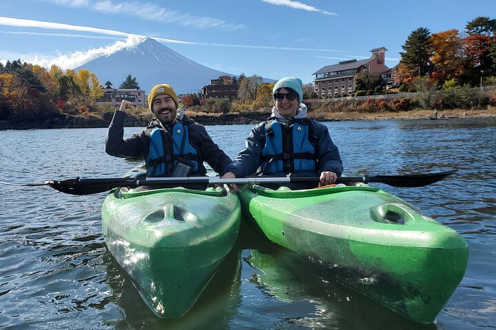 Coffee on a Kayak with Mt. Fuji - Early Morning