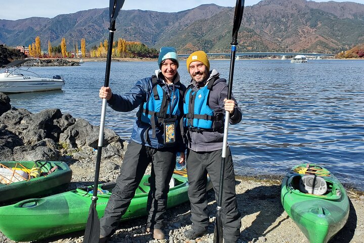 Coffee on a Kayak with Mt. Fuji - Early Morning
