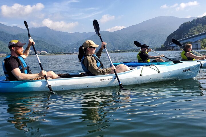 Coffee on a Kayak with Mt. Fuji - Early Morning
