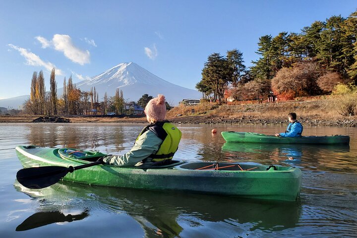 Coffee on a Kayak with Mt. Fuji - Early Morning