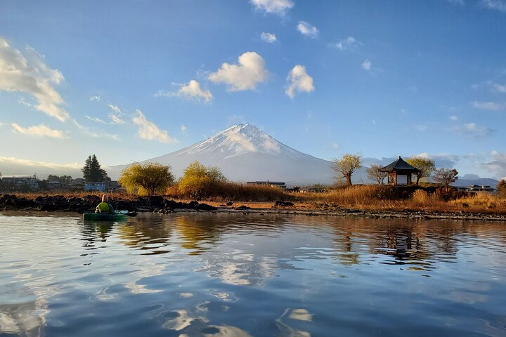 Coffee on a Kayak with Mt. Fuji - Early Morning
