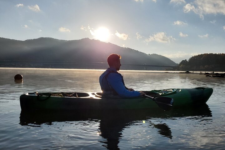 Coffee on a Kayak with Mt. Fuji - Early Morning