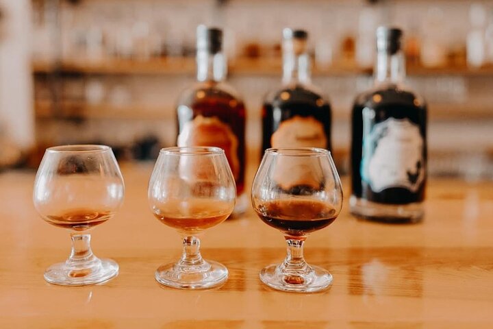 Downtown Reno Distillery Tasting Flight and Signature Cocktail