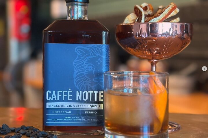 Downtown Reno Distillery Tasting Flight and Signature Cocktail