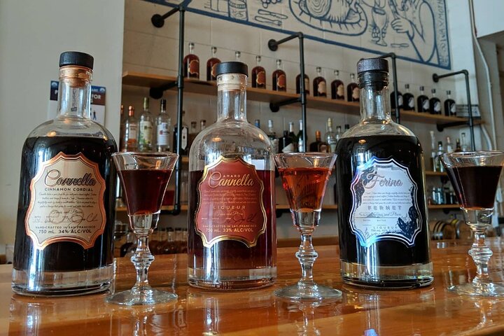Downtown Reno Distillery Tasting Flight and Signature Cocktail
