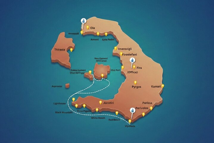 Santorini Classic Catamaran Cruise with BBQ, Drinks and Transfers