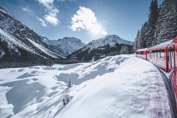 Bernina Red Train, Swiss Alps & St Moritz From Milan
