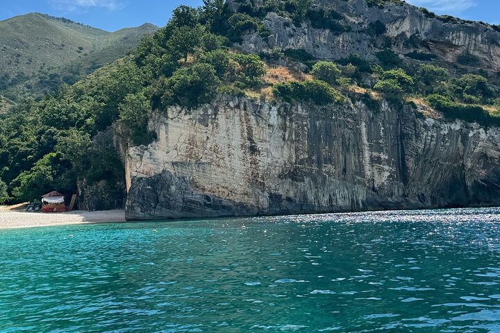 Dhermi Boat Tour to Grama Bay Blue Gem Cave and Swim Snorkeling