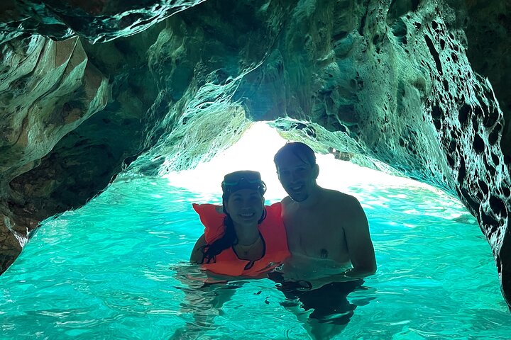 Dhermi Boat Tour to Grama Bay Blue Gem Cave and Swim Snorkeling